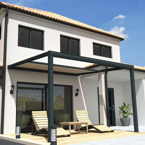 Pergola toile SUNLIGHT Gris anthracite - 4,00x4,00m OMBRAZUR - 7 2