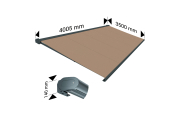 Store banne Coffre intégral PROTECT 2 LED SMART Gris Anthracite 4,05x3,50m Motorisé à télécommande + Capteur Vent + Eclairage LE
