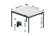 Pergola Bioclimatique COCOON îlot Mixte Gris anthracite / Blanc 4,00x3,013m Verin OMBRAZUR - 4